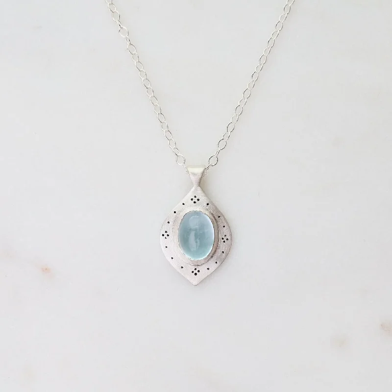 Aquamarine Oval Drops of Happiness with Engraving